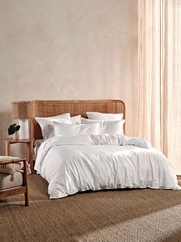 Nara Bamboo Cotton White Quilt Cover Set