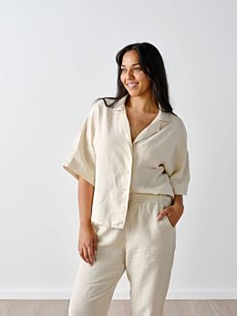 Nimes Natural Linen Wide-Sleeved Shirt