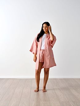 Nimes Rosette Linen Short Robe