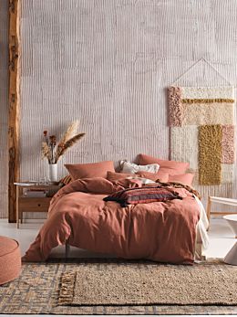 Nimes Rust Linen Quilt Cover Set