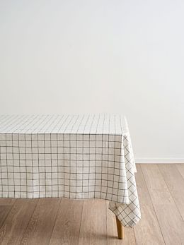 Oxford Grid Cream Tablecloth