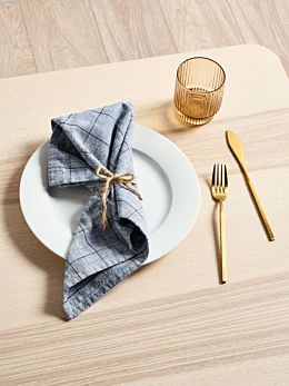 Oxford Grid Navy 4-Piece Napkin Set