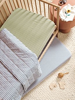 Springsteen Moss-Blue 2-Piece Cot Fitted Sheet Set